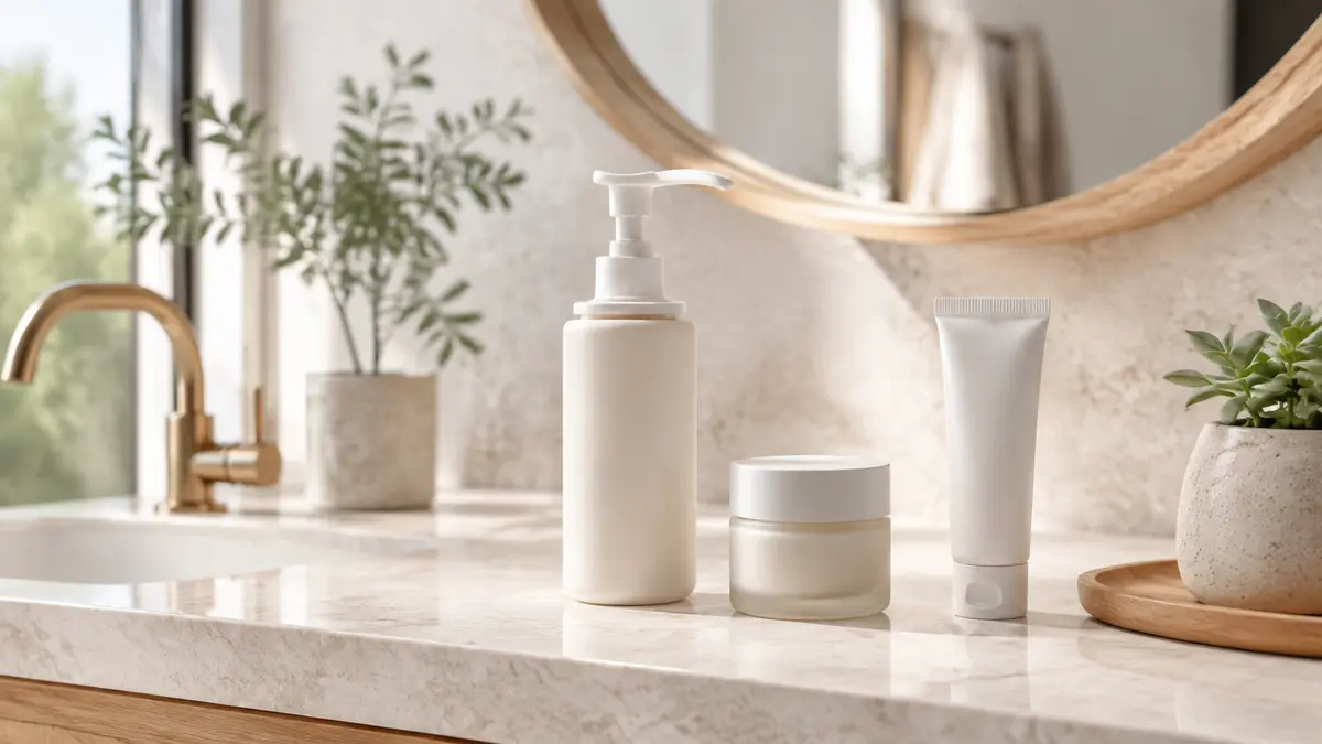 Trei produse de bază pentru rutina de îngrijire a tenului: cleanser, cremă hidratantă și SPF